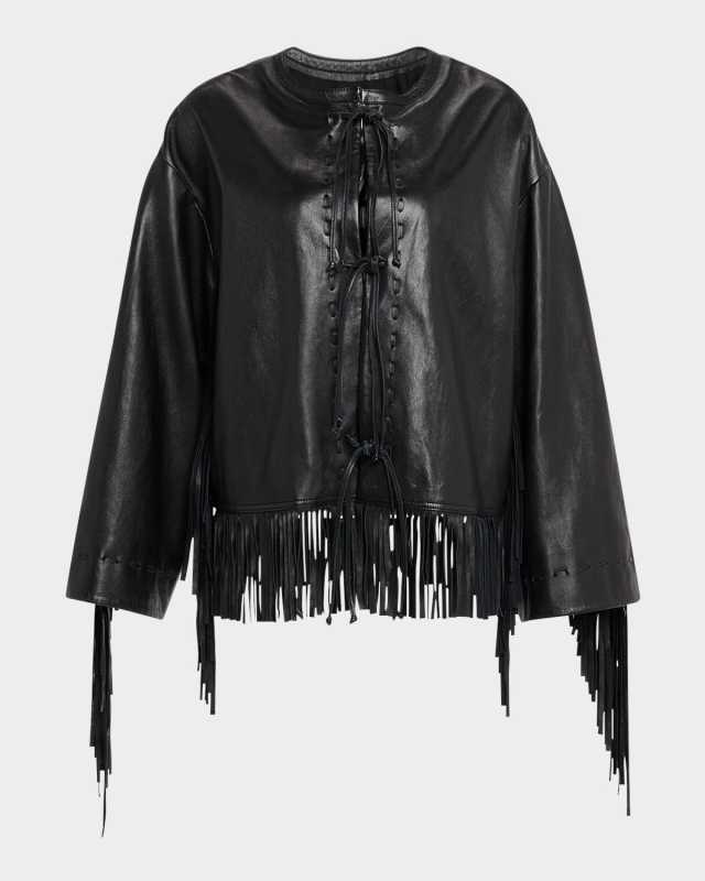 Zoena Fringed Leather Jacket